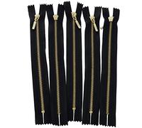 AERZETIX - C61469 - Juego de 5 Cremalleras no separables 18cm en metal con tirador decorativo - color: negro - cursor vaqueros chalecos marroquinería costura vestido pantalones mercería