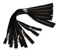 AERZETIX - C61470 - Juego de 5 Cremalleras no separables 30cm en metal con tirador decorativo - color: negro - cursor vaqueros chalecos marroquinería costura vestido pantalones mercería
