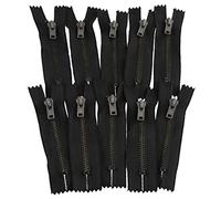 AERZETIX - C61492 - Juego de 10 Cremalleras N°4 no separables 8cm en metal - con tirador simple - color negro - cursor marroquinería decoración costura jeans falda vestido pantalones mercería