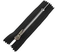 AERZETIX - C61498 - Cremallera N°4 no separable 8cm en metal - acabado aluminio - color negro - cursor marroquinería tirador costura jeans falda vestido pantalones mercería