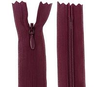 AERZETIX - C61858 - Juego de 10 Cremalleras invisibles 60cm no separables - cierre de cremallera - color burdeos violeta - marroquinería pantalones vaqueros vestido falda costura ropa