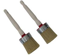 AERZETIX - C62159 - Juego de 2 - Brochas de cerdas Naturales Redondos - Ø60mm - 245mm x 60mm - para Pintura Cola barnizada - Mango de plástico - Herramienta de Pintura Lacado decoración renovación