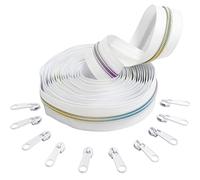 AERZETIX - C62465x5-C62793x10 - Kit de cremallera espiral 5m N°5 color: blanco/arco iris - 10 cursores N°5 no bloqueable color: blanco - en nylon/metal - merceria