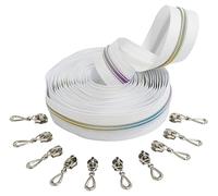 AERZETIX - C62465x5-C62947x10 - Kit de cremallera espiral 5m N°5 color: blanco/arco iris - 10 cursores N°5 no bloqueable color: plata gota - en nylon/metal - merceria