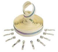 AERZETIX - C62489x5-C62942x10 - Kit de cremallera espiral 5m N°5 color: crudo/arco iris - 10 cursores N°5 no bloqueable color: plata recto - en nylon/metal - merceria
