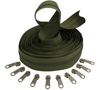 AERZETIX - C62580x5-C62567x10 - Kit de cremallera espiral 5m N°3 color: verde cedro + 10 cursores N°3 no bloqueable color: plata - en metal - merceria costura ropa