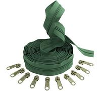 AERZETIX - C62642x5-C62791x10 - Kit de cremallera espiral 5m N°5 color: verde + 10 cursores N°5 no bloqueable color: plata - en nylon/metal - merceria costura