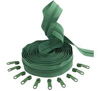 AERZETIX - C62642x5-C62836x10 - Kit de cremallera espiral 5m N°5 color: verde + 10 cursores N°5 no bloqueable color: verde - en nylon/metal - merceria costura
