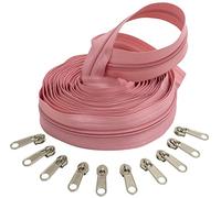 AERZETIX - C62648x5-C62791x10 - Kit de cremallera espiral 5m N°5 color: rosa + 10 cursores N°5 no bloqueable color: plata - en nylon/metal - merceria costura