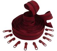 AERZETIX - C62662x5-C62831x10 - Kit de cremallera espiral 5m N°5 color: rojo oscuro + 10 cursores N°5 no bloqueable color: rojo oscuro - en nylon/metal - merceria