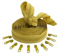 AERZETIX - C62668x5-C62809x10 - Kit de cremallera espiral 5m N°5 color: mostaza + 10 cursores N°5 no bloqueable color: mostaza - en nylon/metal - merceria