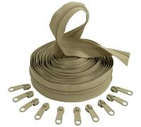 AERZETIX - C62680x5-C62858x10 - Kit de cremallera espiral 5m N°5 color: beige oscuro + 10 cursores N°5 no bloqueable color: beige oscuro - en nylon/metal - merceria