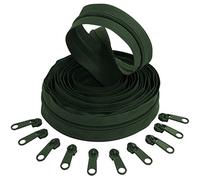AERZETIX - C62688x5-C62843x10 - Kit de cremallera espiral 5m N°5 color: verde oscuro + 10 cursores N°5 no bloqueable color: verde oscuro - en nylon/metal - merceria