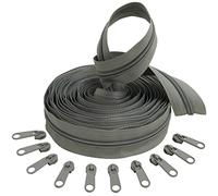 AERZETIX - C62694x5-C62798x10 - Kit de cremallera espiral 5m N°5 color: gris + 10 cursores N°5 no bloqueable color: gris - en nylon/metal - merceria costura