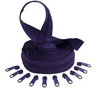 AERZETIX - C62708x5-C62821x10 - Kit de cremallera espiral 5m N°5 color: violeta oscuro + 10 cursores N°5 no bloqueable color: violeta oscuro - en nylon/metal - merceria