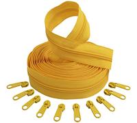 AERZETIX - C62718x5-C62808x10 - Kit de cremallera espiral 5m N°5 color: amarillo pato + 10 cursores N°5 no bloqueable color: amarillo pato - en nylon/metal - merceria