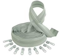 AERZETIX - C62723x5-C62800x10 - Kit de cremallera espiral 5m N°5 color: gris pastel + 10 cursores N°5 no bloqueable color: gris pastel - en nylon/metal - merceria