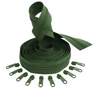 AERZETIX - C62733x5-C62837x10 - Kit de cremallera espiral 5m N°5 color: verde militar + 10 cursores N°5 no bloqueable color: verde militar - en nylon/metal - merceria
