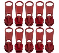 AERZETIX - C62918 - Juego de 10 cursores N°3 no bloqueables para cremallera espiral en nylon - color: rojo - en metal - falda vestido marroquinería confección cojín