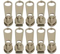 AERZETIX - C62921 - Juego de 10 cursores N°3 no bloqueables para cremallera espiral en nylon - color: beige oscuro - en metal - falda vestido marroquinería confección cojín