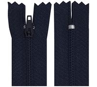 AERZETIX - C63023 - Juego de 10 Cremalleras en espiral N°3 no separable 14cm en nylon - cursor autoblocante en metal - color azul oscuro - ropa costura pantalones mercería