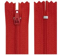 AERZETIX - C63073 - Juego de 10 Cremalleras en espiral N°3 no separable 16cm en nylon - cursor autoblocante en metal - color rojo - ropa costura pantalones mercería