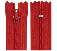 AERZETIX - C63257 - Juego de 10 Cremalleras en espiral N°3 no separable 20cm en nylon - cursor autoblocante en metal - color rojo - ropa costura pantalones mercería