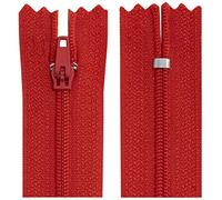 AERZETIX - C63328 - Juego de 10 Cremalleras en espiral N°3 no separable 25cm en nylon - cursor autoblocante en metal - color rojo - ropa costura pantalones mercería