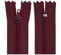 AERZETIX - C63331 - Juego de 10 Cremalleras en espiral N°3 no separable 25cm en nylon - cursor autoblocante en metal - color burdeos - ropa costura pantalones mercería