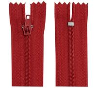 AERZETIX - C63385 - Juego de 10 Cremalleras en espiral N°3 no separable 30cm en nylon - cursor autoblocante en metal - color rojo frambuesa - ropa costura pantalones mercería