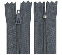 AERZETIX - C63391 - Juego de 10 Cremalleras en espiral N°3 no separable 30cm en nylon - cursor autoblocante en metal - color gris piedra - ropa costura pantalones mercería