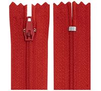 AERZETIX - C63417 - Juego de 10 Cremalleras en espiral N°3 no separable 35cm en nylon - cursor autoblocante en metal - color rojo - ropa costura pantalones mercería