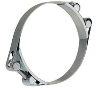AERZETIX - C63767 - Abrazadera de sujeción con muñón doble 130-140mm - anchura de banda 24mm - en acero galvanizado - color plata - bomba de riego química manguera conductos de aire comprimido