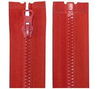 AERZETIX - C63872 - Juego de 10 cremalleras inyectadas N°3 50cm separables - tirador decorativo - cursor en metal - color rojo - malla corredera ropa costura mercería chaqueta
