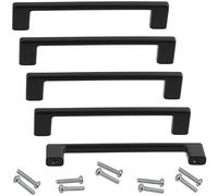 AERZETIX - C63897 - Juego de 5 tiradores para mueble distancia entre ejes 96mm - puerta armario alacena cajón decoración interior cocina salón montaje - en metal - acabado negro mate