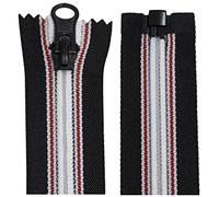 AERZETIX - C64039 - Juego de 2 Cremalleras en espiral N°5 60cm autoblocante separable - tirador decorativo en metal - color negro blanco rojo - malla en nylon - cursor mercería