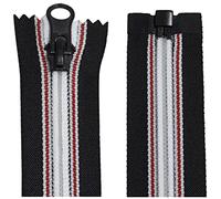AERZETIX - C64040 - Juego de 2 Cremalleras en espiral N°5 65cm autoblocante separable - tirador decorativo en metal - color negro blanco rojo - malla en nylon - cursor mercería