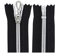 AERZETIX - C64067 - Juego de 2 Cremalleras en espiral N°5 25cm no separable autoblocante - malla en nylon plata - tirador cursor en metal - color negro - mercería