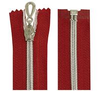 AERZETIX - C64070 - Juego de 10 Cremalleras en espiral N°5 40cm separable autoblocante - malla en nylon plata - tirador cursor en metal - color rojo - mercería