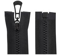 AERZETIX - C64118 - Juego de 2 Cremalleras inyectadas N°5 75cm autoblocante separable - tirador decorativo en metal - color negro - malla cursor mercería costura chaqueta