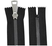 AERZETIX - C64138 - Juego de 2 Cremalleras inyectadas N°5 16cm autoblocante no separable - tirador decorativo en metal - color negro/plata - malla cursor mercería costura ropa bolsa