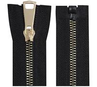 AERZETIX - C64174 - Juego de 2 Cremalleras inyectadas N°5 55cm autoblocante separable - tirador decorativo en metal - color negro/dorado - malla cursor mercería ropa chaqueta anorak