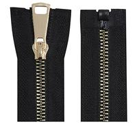 AERZETIX - C64175 - Juego de 2 Cremalleras inyectadas N°5 60cm autoblocante separable - tirador decorativo en metal - color negro/dorado - malla cursor mercería ropa chaqueta anorak