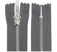 AERZETIX - C64663 - Juego de 2 Cremalleras metálicas N°3 10cm no separable cromado - tirador decorativo - color gris oscuro - malla cursor mercería ropa vestido costura