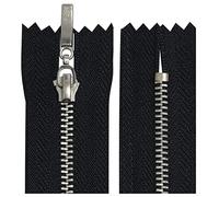 AERZETIX - C64681 - Juego de 5 Cremalleras metálicas N°3 18cm no separable cromado - tirador decorativo - color negro - malla cursor mercería ropa vestido costura