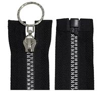 AERZETIX - C64842 - Juego de 2 Cremalleras inyectadas N°5 50cm autoblocante separable - tirador decorativo en metal - color negro/plata - malla cursor mercería ropa chaqueta anorak