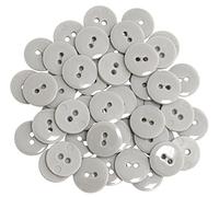 AERZETIX - C65535 - Juego de 50 Botones de coser redondos Ø15x2.2mm con 2 agujeros L24 24L en plástico - color: gris ahumado - diámetro de la apertura 2mm - mercería costura ropa decoración