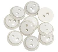 AERZETIX - C65640 - Juego de 10 Botones de coser planos redondos Ø11.5x3.3mm con 2 agujeros 18L L18 - color: blanco/brocado - en plástico - apertura Ø1.9mm - mercería costura ropa tela aguja