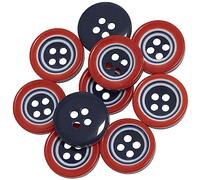 AERZETIX - C65683 - Juego de 10 Botones de coser Ø12.5x2.8mm con 4 agujeros 20L L20 - color: azul, rojo, blanco - en plástico - apertura 1.5mm - pasatiempo creativo mercería costura ropa