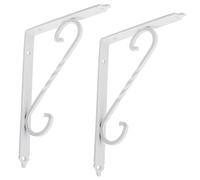 AERZETIX - C65837 - Juego de 2 Soportes decorativos escuadras consolas reforzados para estante en ángulo recto - 135x190mm - apertura Ø4mm - para montaje en pared - en acero - color blanco